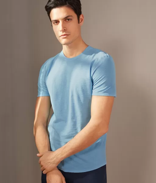 T-Shirt Em Algodão Twist T-Shirts E Polos Blue Homem Falconeri