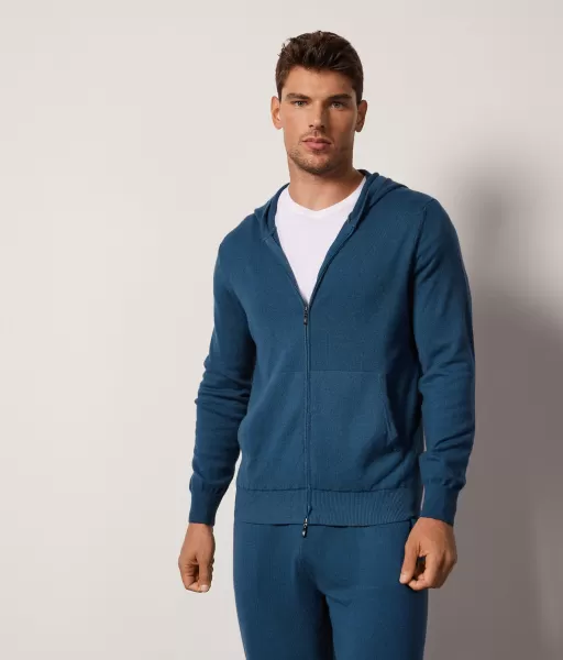 Falconeri Cardigans Sweatshirt Fecho Completo Em Ultrasoft Cashmere Homem Blue