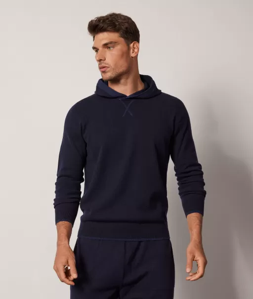 Camisolas Felpa Falconeri Blue Homem Sweatshirt Em Ultrasoft Cashmere