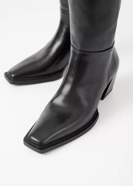 Black Leather Modelo Mais Recente Alina Tall Boots Vagabond Mulher Botas