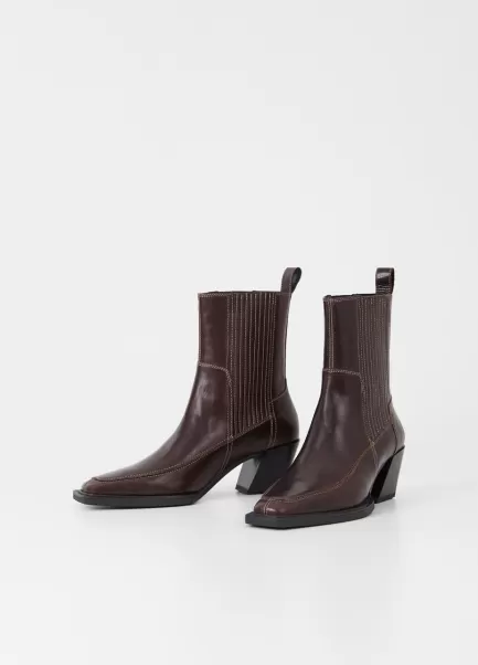 Alina Boots Dark Brown Leather Qualidade Vagabond Mulher Botas