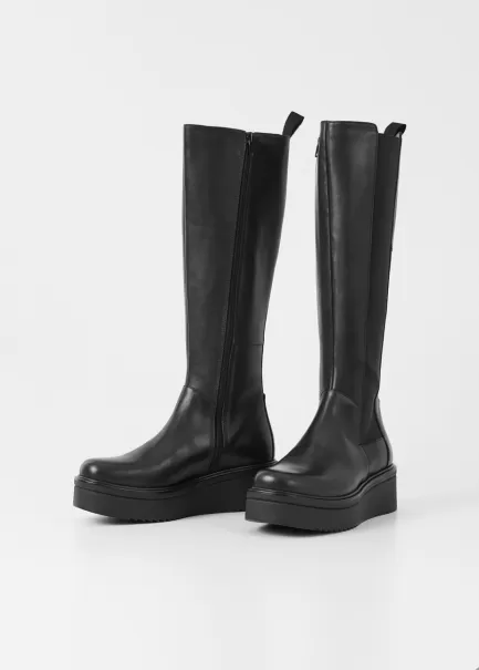 Barato Vagabond Botas Black Leather Tara Tall Boots Mulher