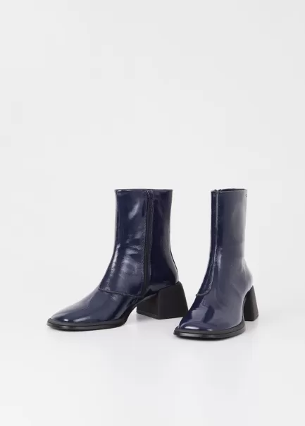 Ansie Boots Vagabond Dark Blue Patent Leather Botas Mulher Moda