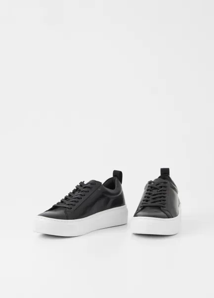Black Leather Sapatilhas Zoe Platform Sneakers Vagabond Qualidade Mulher