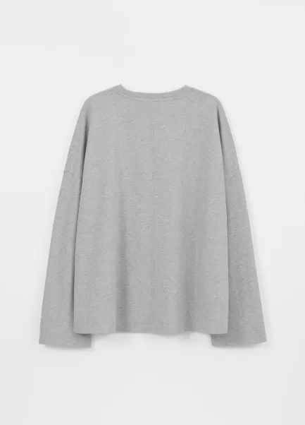 T-Shirts Mulher Grey Textile Qualidade Vagabond Boxy Long Sleeve T-Shirt