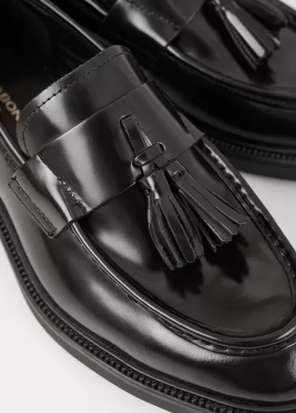 Vagabond Black Polished Leather Loafers Alex M Loafer Garantir Homem