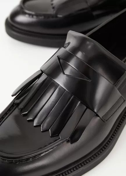 Homem Black Polished Leather Loafers Alex M Loafer Vagabond Outlet