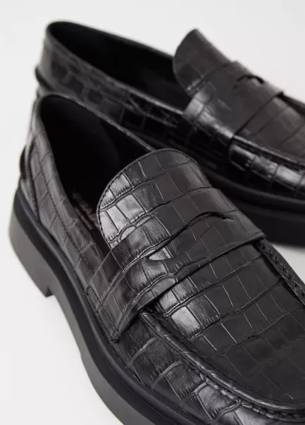 Vagabond Mike Loafer Homem Loafers Produtos Recomendados Black Croc Embossed Leather